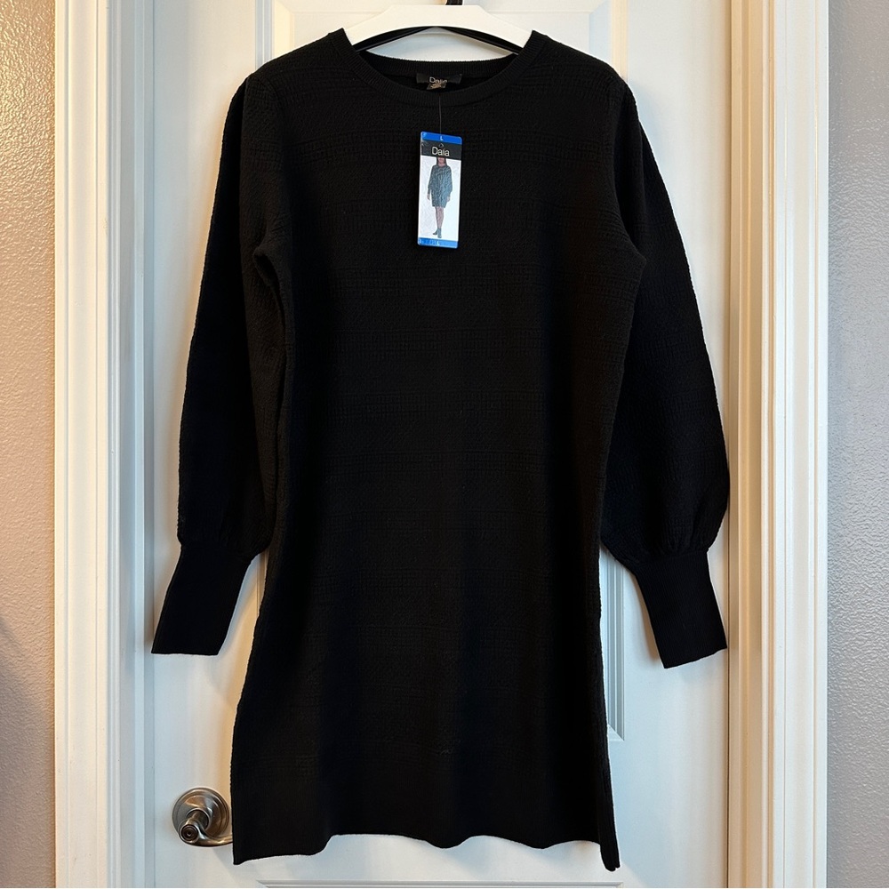 Dalia Black Long Sleeve Sweater Dress - Picture 4 of 8